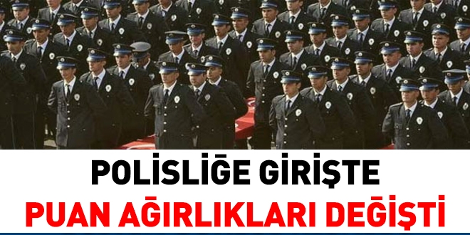 Polislie girite; KPSS, fiziki snav ve mlakatn puan arlklar deiti