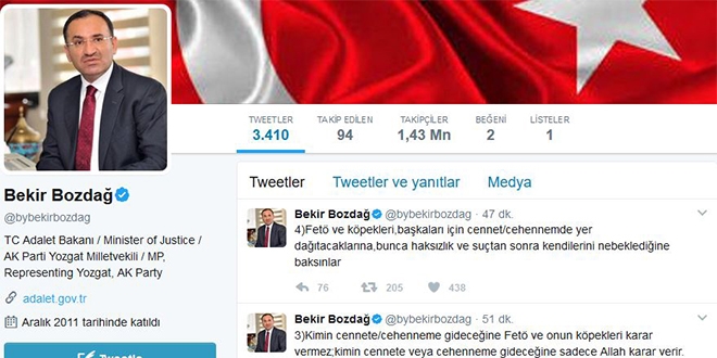 Bakan Bozda'dan FET'c Uslu'ya: Tasmal kpek