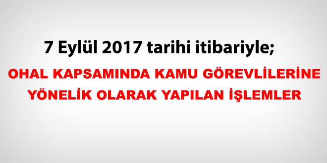 7 Eyll 2017 tarihi itibariyle haklarnda ilem yaplan kamu personeli