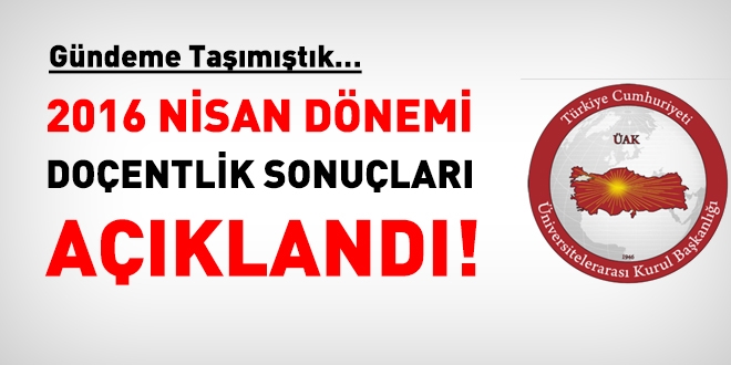 2016 Nisan dnemi doentlik sonular akland