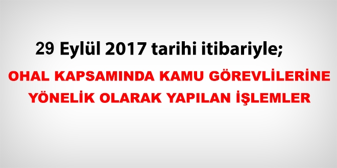 29 Eyll 2017 tarihi itibariyle haklarnda ilem yaplan kamu personeli