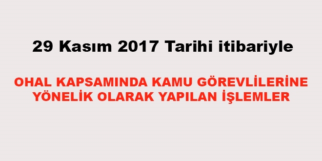 29 Kasm 2017 tarihi itibariyle haklarnda ilem yaplan kamu personeli