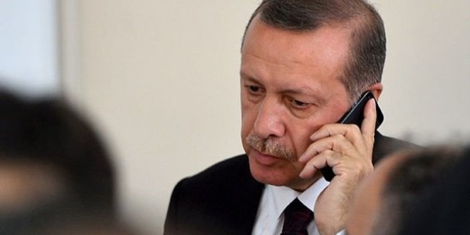 Erdoan, Almanya Babakan Angela Merkel ile telefonda grt
