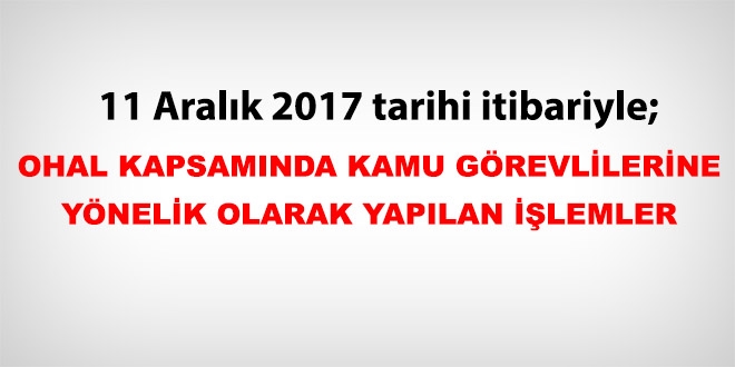 11 Aralk 2017 tarihi itibariyle haklarnda ilem yaplan kamu personeli