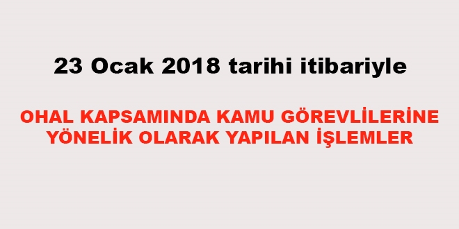 23 Ocak 2018 tarihi itibariyle haklarnda ilem yaplan kamu personeli