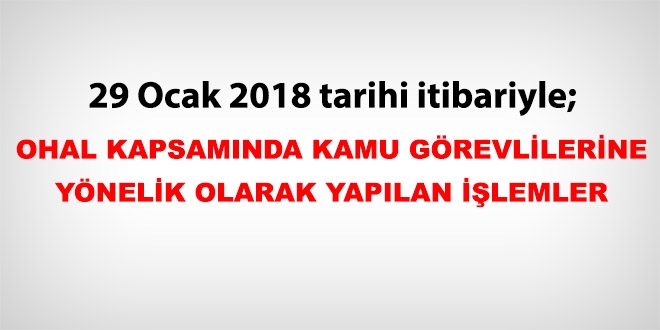 29 Ocak 2018 tarihi itibariyle haklarnda ilem yaplan kamu personeli