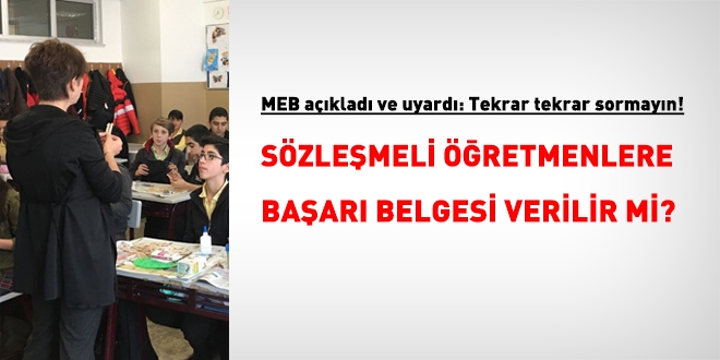 MEB aklad ve uyard: Szlemeli retmene baar belgesi verilmez, tekrar tekrar sormayn!