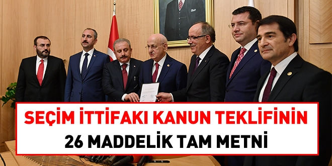 Seim ittifak teklifinin 26 maddelik tam metni