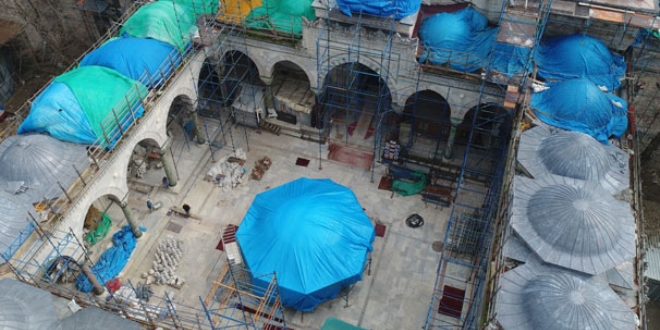 Beyazt Camii restorasyonu havadan grntlendi