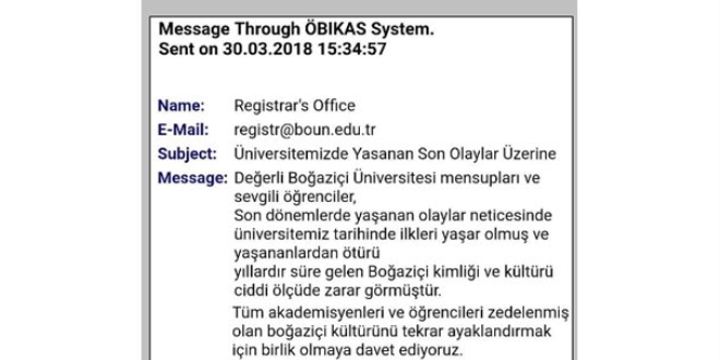 Boazii niversitesi'nde yeni bir 'mail skandal'