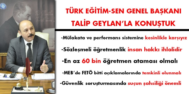 Trk Eitim-Sen Bakan Talip Geylan'la konutuk