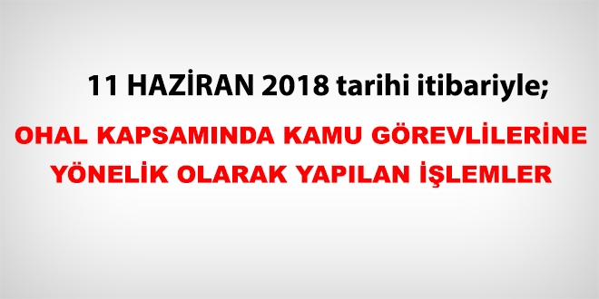 11 Haziran 2018 tarihi itibariyle haklarnda ilem yaplan kamu personeli