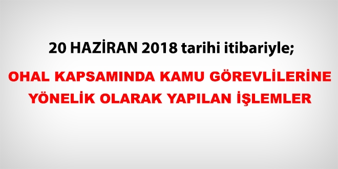 20 Haziran 2018 tarihi itibariyle haklarnda ilem yaplan kamu personeli