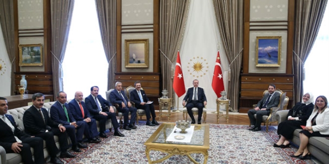 Cumhurbakan Erdoan, TOBB Bakan  ve heyetini kabul etti