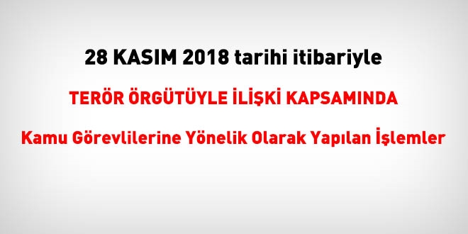 28 Kasm 2018 tarihi itibariyle FET'den haklarnda ilem yaplanlar