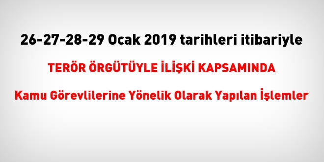 26-27-28-29 Ocak 2019 tarihleri itibariyle FET'den haklarnda ilem yaplanlar