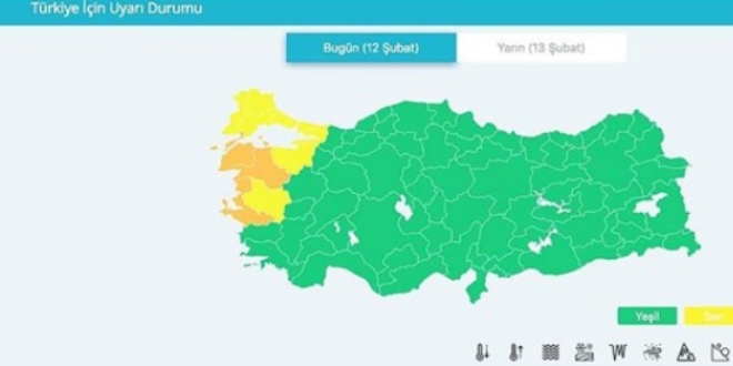 Renk kodlu ilk meteorolojik uyar yapld