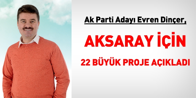 Ak Parti Aksaray Belediye Bakan aday Evren Diner, Aksaray iin 22 proje aklad