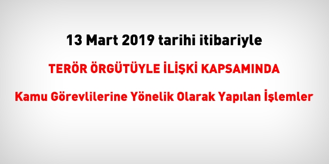 13 Mart 2019 tarihi itibariyle FET'den haklarnda ilem yaplanlar