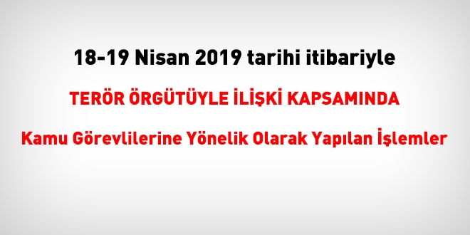 18-19 Nisan 2019 tarihi itibariyle FET'den haklarnda ilem yaplanlar