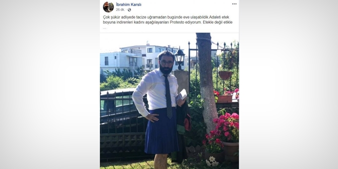 Erkek avukat, tepki iin 'etek' giydi