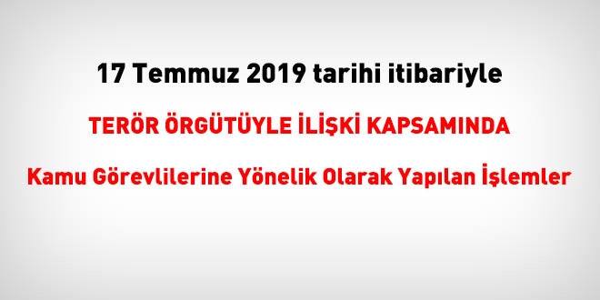 17 Temmuz 2019 tarihinde FET'den haklarnda ilem yaplanlar