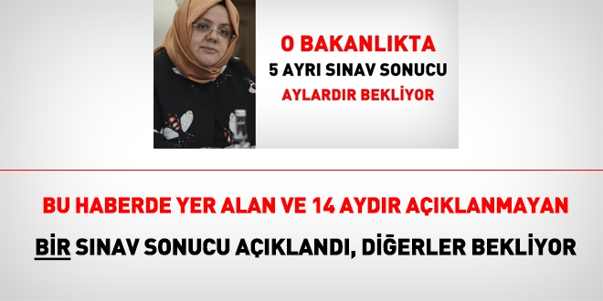 O Bakanlk, aylardr aklanmayan 5 snavdan birisini aklad, dierleri bekliyor