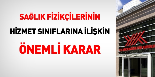 YK'ten Salk Fizikilerinin hizmet snflarna ilikin nemli karar