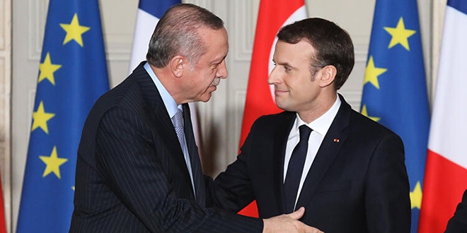 Erdoan, Macron ile Suriye ve Libya'y grt