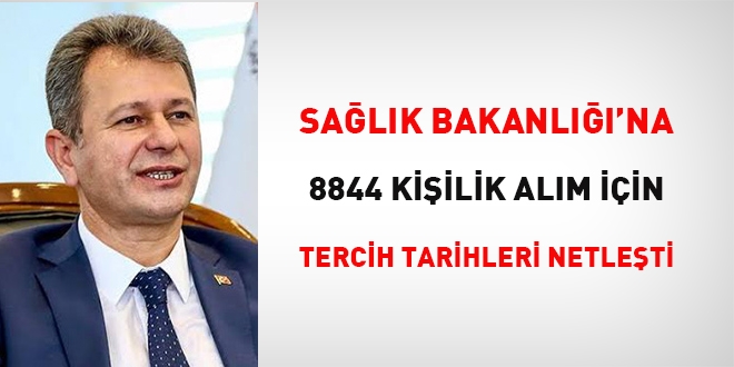 Salk Bakanl'na 8844 kiilik alm iin  tercih tarihleri netleti