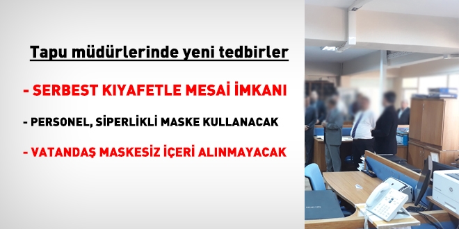 Tapu mdrlkleri iin yeni tedbirler: Siperlikli maske, serbest kyafet...