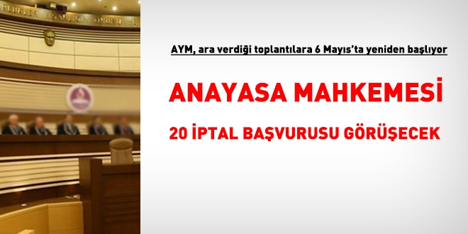 Anayasa Mahkemesi, 6 Mays'ta grt dosyalarn sonularn aklad