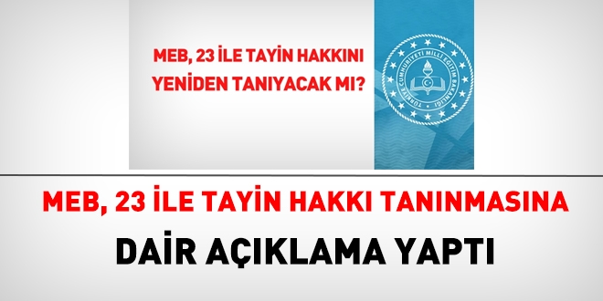 MEB'den, 23 l'e tayin hakk iin aklama