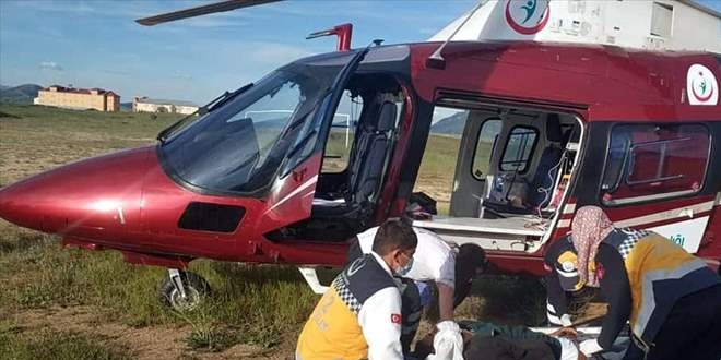 Yaylada rahatszlanan gen ambulans helikopterle hastaneye kaldrld