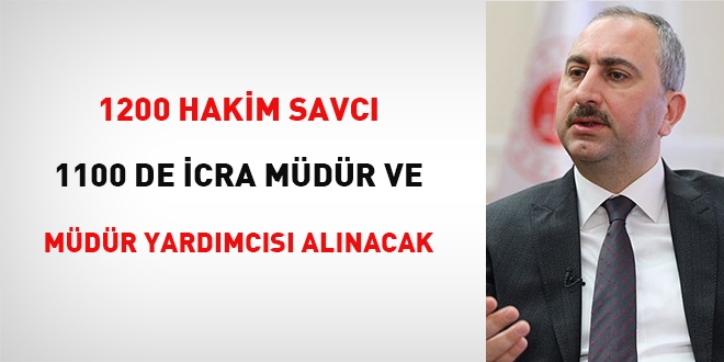 1200 yeni hakim ve savc, 1100 icra mdr ve icra mdr yardmcs alnacak