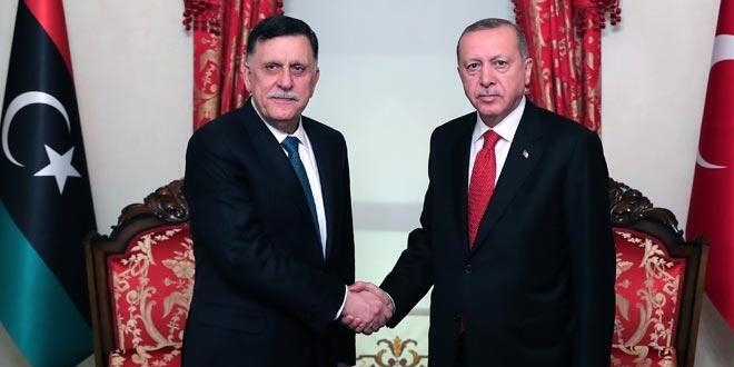 Erdoan, Fayiz Es-Serrac ve beraberindeki heyeti kabul etti