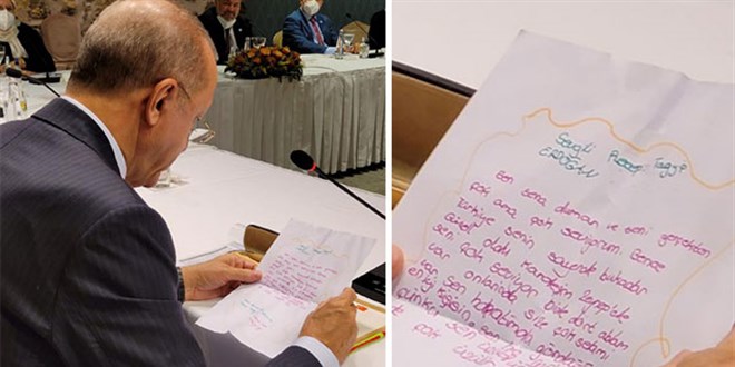 Minik Sena'dan Cumhurbakan Erdoan'a sevgi dolu mektup