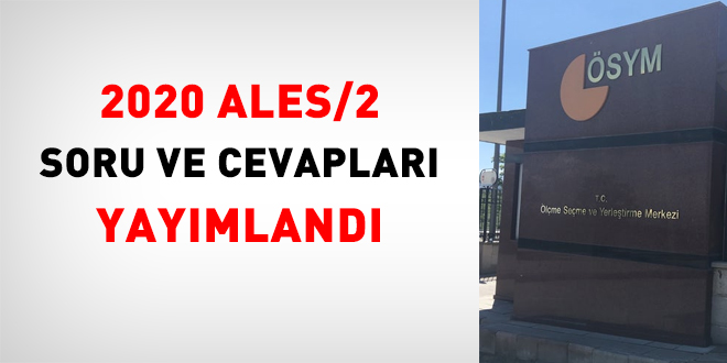 2020 ALES/2 soru ve cevaplar yaymland