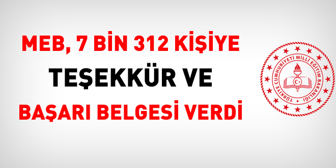 MEB;  salgnla mcadele eden 7312 kiiye baar ve teekkr belgesi verdi