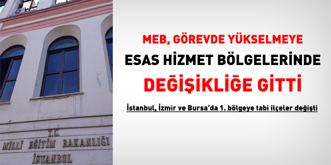 MEB, grevde ykselmeye esas hizmet blgelerinde deiiklie gitti