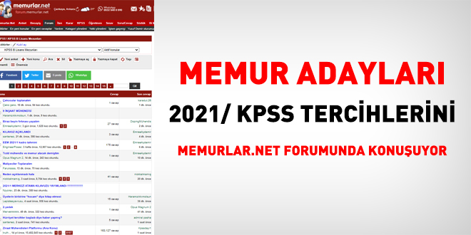 Adaylar, 2021/1 KPSS tercihlerini memurlar.net forumunda konuuyor