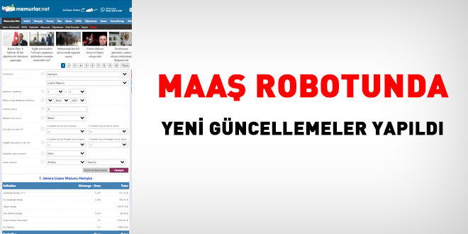 Memurlar.net maa robotunda  yeni gncellemeler yapld