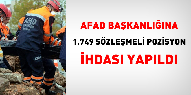 Afad A 1749 Sozlesmeli Pozisyon Ihdasi Yapildi